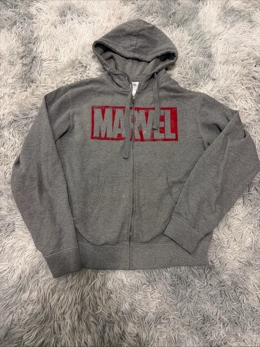 Disney Parks Marvel Logo  Hoodie  Adults Size Small Gray Unisex Full Zip